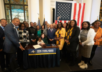 Governor Kathy Hochul, alongside local leaders, signed legislation in late 2023 to officially establish the reparations task force. (Governor’s Office/Flickr)