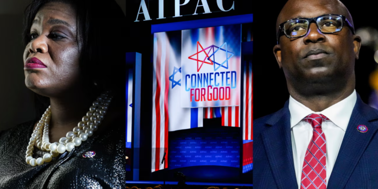 AIPAC played a significant role in the primary election defeats of Cori Bush (left) and Jamaal Bowman. (Composite: AP, SOPA Images/LightRocket via Getty Images)