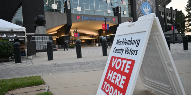 Bank of America Stadium serves as one of the early voting locations in Mecklenburg County. David Boraks/WFAE