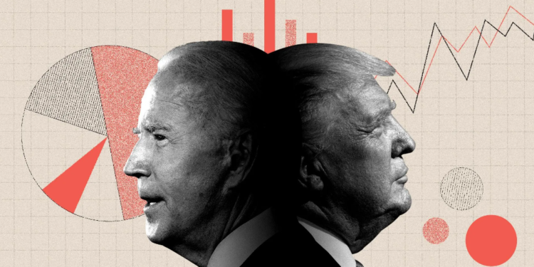 Illustration by Aïda Amer/Axios. Photos from Getty Images: Brendan Smialowski/AFP and Jim Watson/AFP.