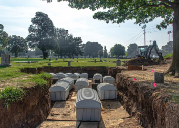 Reburial at the Oaklawn Cemetery on July 30, 2021.