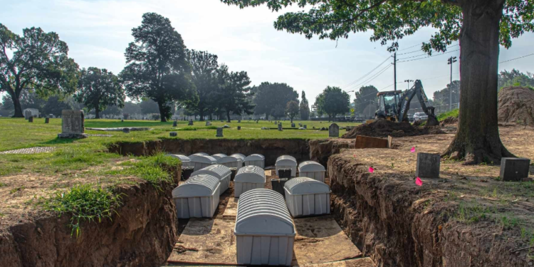 Reburial at the Oaklawn Cemetery on July 30, 2021.