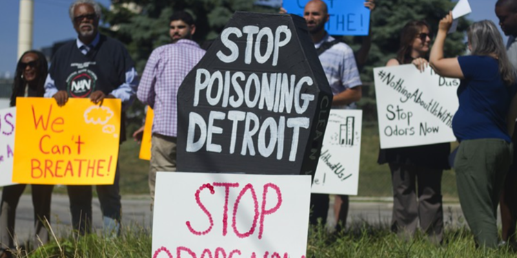 In 2019, environmental justice advocates convened outside U.S. Ecology North in Detroit.