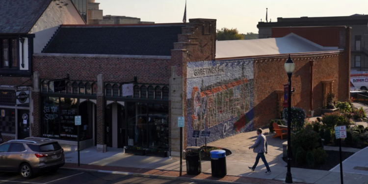 A man strolls through downtown Springfield, Ohio, on September 16. (Jessie Wardarski/AP)