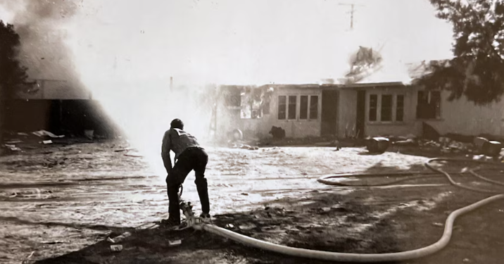 A fire is extinguished following a controlled burn conducted by the city of Palm Springs in the former Section 14 area. (City of Palm Springs)