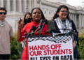 Cori Bush speaks outside the U.S. Capitol in Washington, D.C., following the removal of a pro-Palestinian tent encampment at George Washington University by police, during which demonstrators were arrested [File: Jose Luis Magana/AP].
