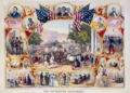 1870: An illustration commemorating the ratification of the 15th Amendment, which prohibited denying voting rights based on race. MPI/Getty Images