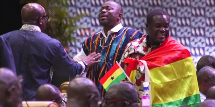 Members of Parliament from the National Democratic Congress sang songs in the chamber, asserting that they now held the majority.