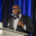 Shevrin Jones, the chair of the Miami-Dade Democratic Executive Committee and a state senator, delivered a speech at the Blue Gala, hosted by the Miami-Dade Democratic Party, held at the Miami Beach Convention Center on Saturday, September 21, 2024.