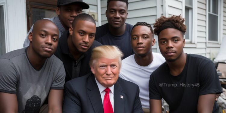 An AI-generated image seemed to depict Trump sitting among a group of Black men.