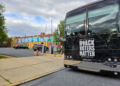 The Black Voters Matter tour bus was spotted outside Midtown Cinema in Harrisburg on April 21, 2024. (Credit: Zack Hoopes)
