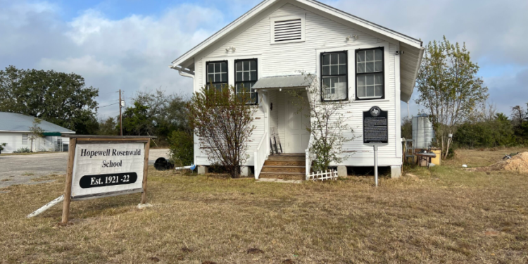 The Hopewell Rosenwald School in Bastrop County was built shortly after Rosenwald funds became accessible in Texas. Sean Saldana / Texas Standard.