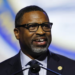 NAACP President Derrick Johnson, pictured in 2019, announced that the organization is representing Mississippi Congressman Bennie Thompson in the lawsuit. The NAACP has also confirmed that additional members are expected to join the case. (Photograph: Carlos Osorio/AP)