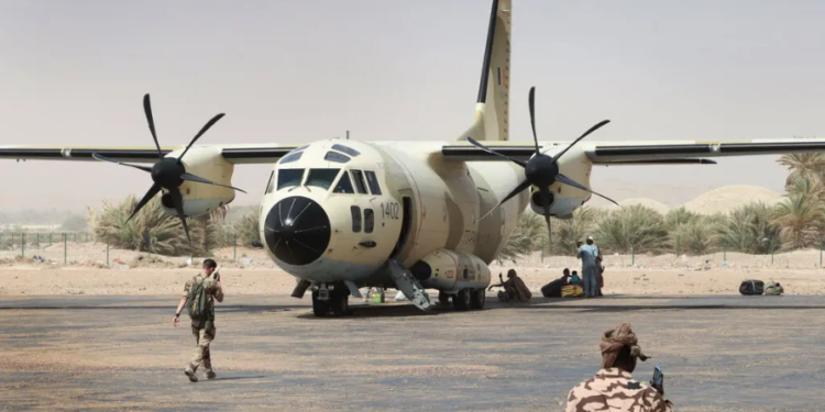 In 2022, French and Chadian soldiers prepared to board a Chadian National Army transport plane at the Faya-Largeau airport in northern Chad: Aurelie Bazzara-Kibangula/Agence France-Presse — Getty Images.