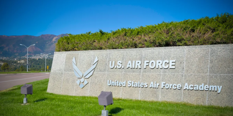 The entrance to the U.S. Air Force Academy in Colorado Springs, Colorado, photographed on October 6, 2013. Students for Fair Admissions has filed a lawsuit against the academy, challenging its race-conscious admissions policies. (Photo by RiverNorthPhotography/Getty Images)