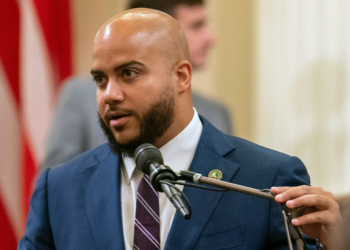 Assemblymember Isaac Bryan, a Democrat representing Los Angeles, discusses a legislative bill during a session at the California Capitol in Sacramento on September 12, 2023. (Photo by Rich Pedroncelli, Associated Press, File)