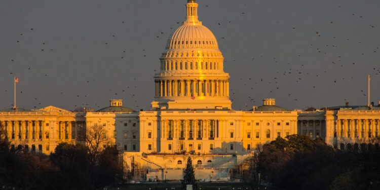 golden hour at the United States Capitol