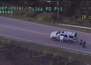 A video released by the Tulsa Police Department captures the moments leading up to the shooting of 40-year-old Terence Crutcher by a police officer on Friday night. — Tulsa Police Department