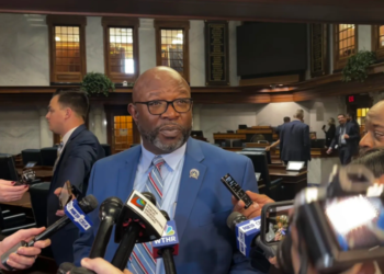 Indiana State Senator Greg Taylor pictured on Organization Day at the Statehouse. (Photo: Axios Herron/Axios)