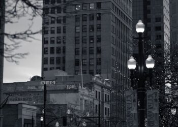 salt lake city downtown at night with decorated lights
