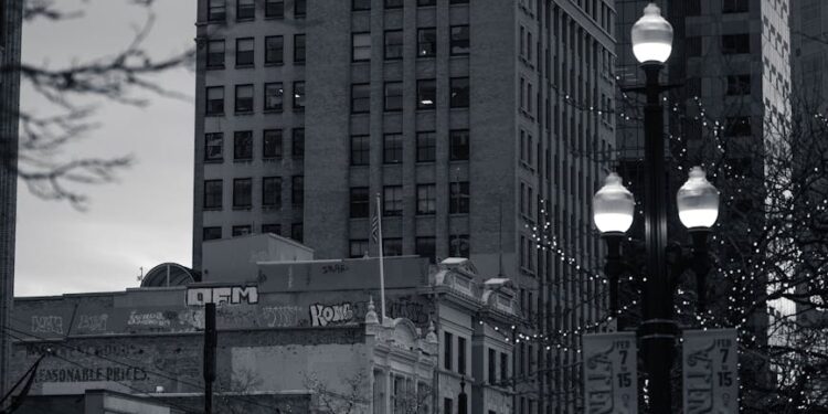 salt lake city downtown at night with decorated lights