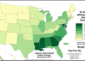 Percentage of African Americans in each U.S. state, Washington, D.C., and Puerto Rico according to the 2020 United States Census.