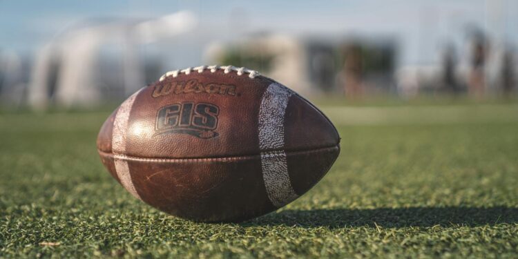 selective focus close up photo of brown wilson pigskin football on green grass