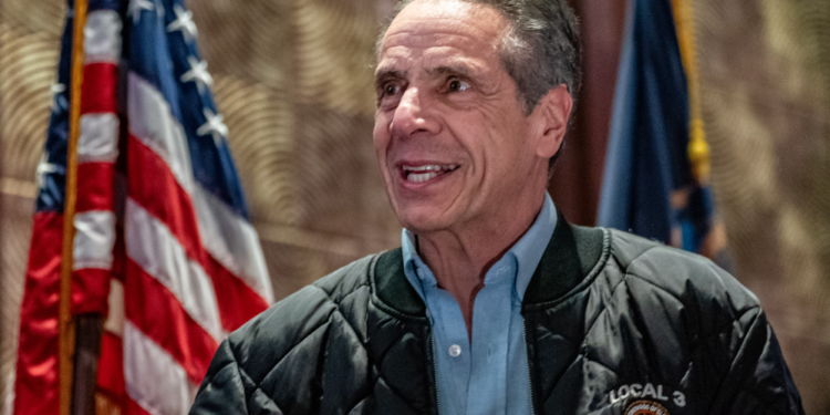 New York City mayoral candidate Andrew Cuomo delivers a speech at a luncheon in New York City on March 10, 2025. | David Dee Delgado/Getty Images