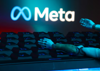 An illustration taken on January 27, 2025, features the Meta logo, a keyboard, and robotic hands. REUTERS/Dado Ruvic Purchase Licensing Rights