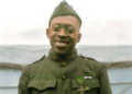 U.S. Army Sergeant Henry Johnson of the 369th Infantry Regiment, 93rd Infantry Division, AEF, is seen wearing the Croix de Guerre, France’s highest honor for valor. In 2015, President Obama posthumously awarded him the Medal of Honor recognizing his bravery.