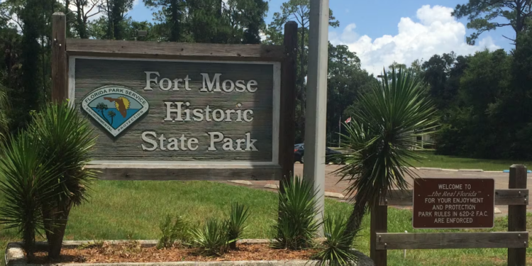 The entrance of Fort Mose Historic State Park in St. Augustine, Florida. (Photo by Justin Waters/Wikimedia Commons)