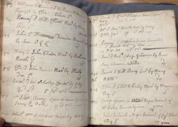 Baptismal records from 1749 provide insight into Black communities in 18th-century London. Photograph: Tony T / Communities of Liberation / Tower Hamlets Local History Library and Archives